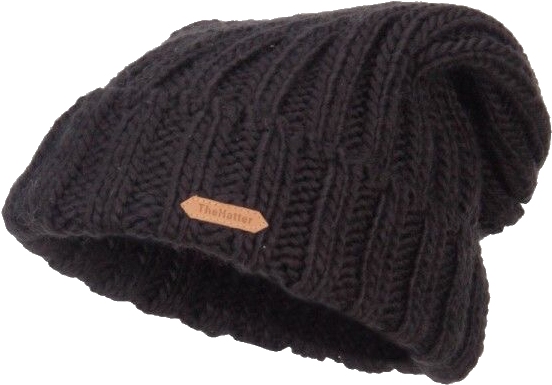 Black Knitted Beanie Hat PNG image