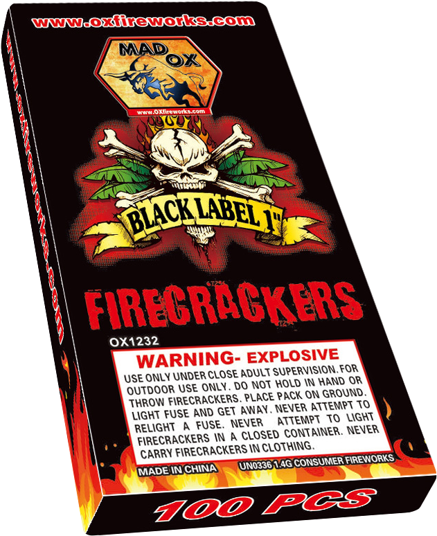 Black Label Firecrackers Pack100 Pieces PNG image