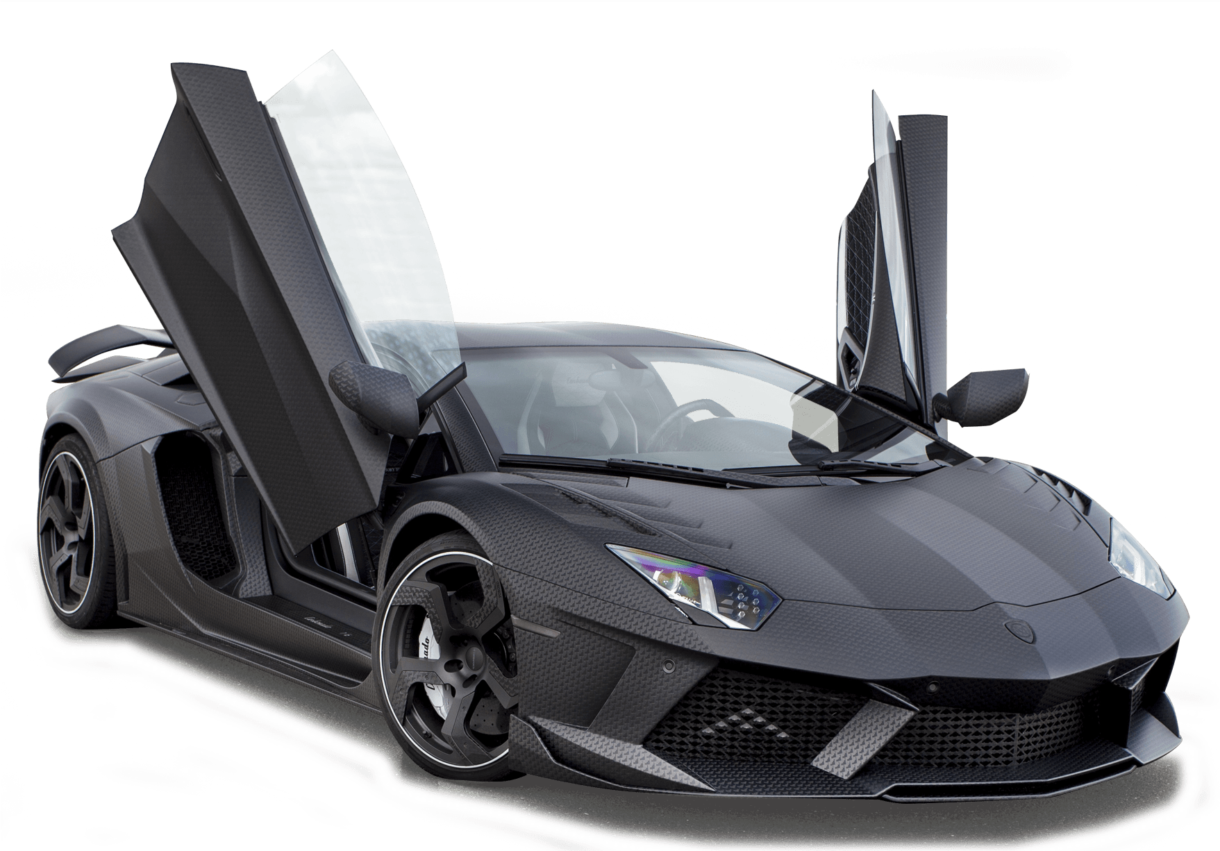 Black Lamborghini Aventador With Doors Open PNG image