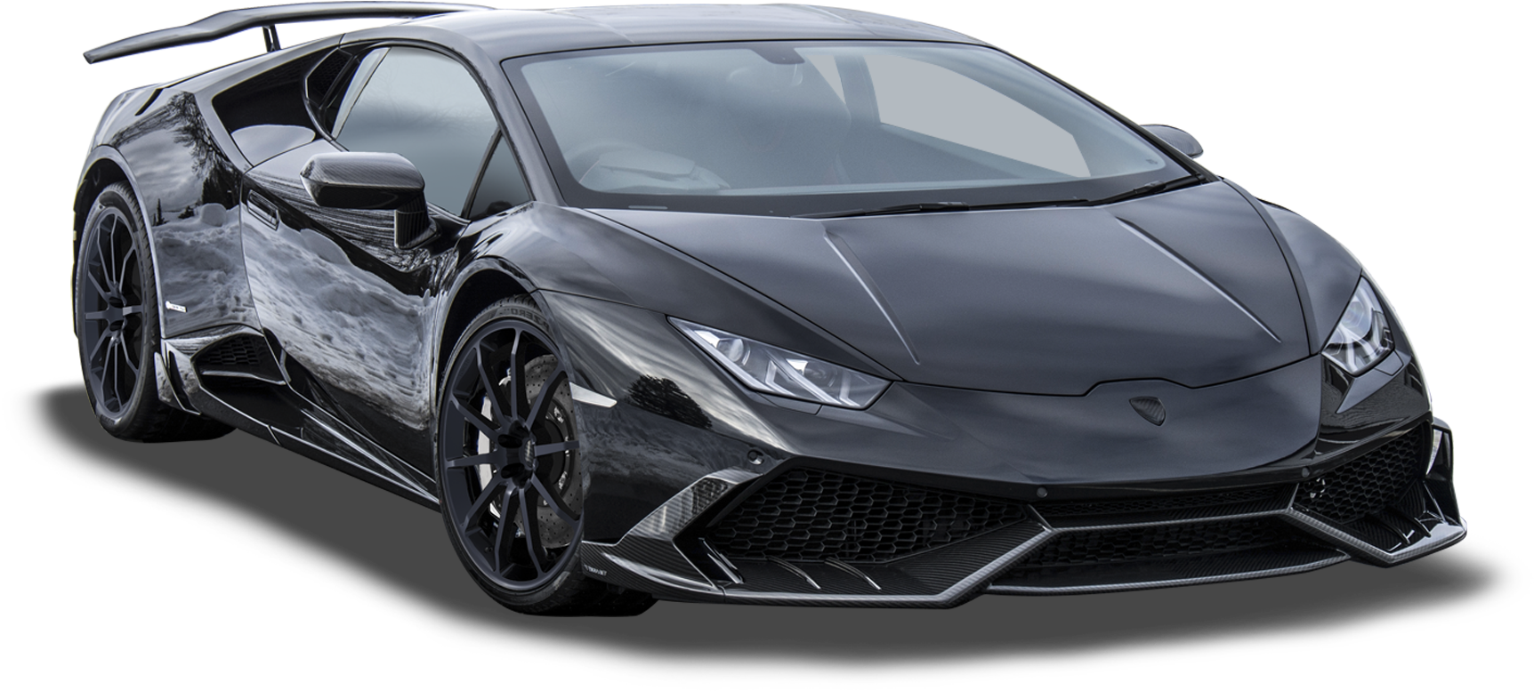 Black Lamborghini Huracan Evo Side View PNG image