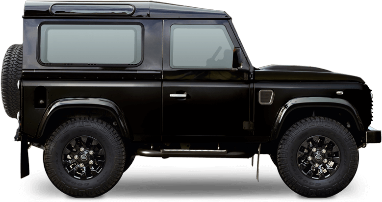 Black Land Rover Defender Side View PNG image