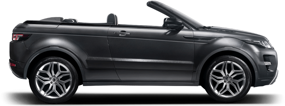 Black Land Rover Evoque Convertible Side View PNG image