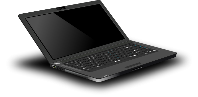 Black Laptop Isolatedon Dark Background PNG image