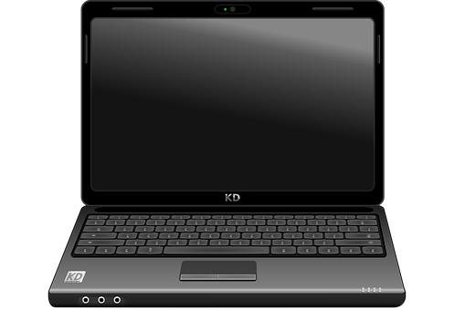 Black Laptop Open Front View PNG image