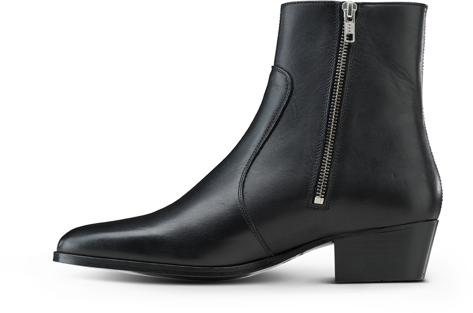 Black Leather Ankle Boot With Zipper PNG image