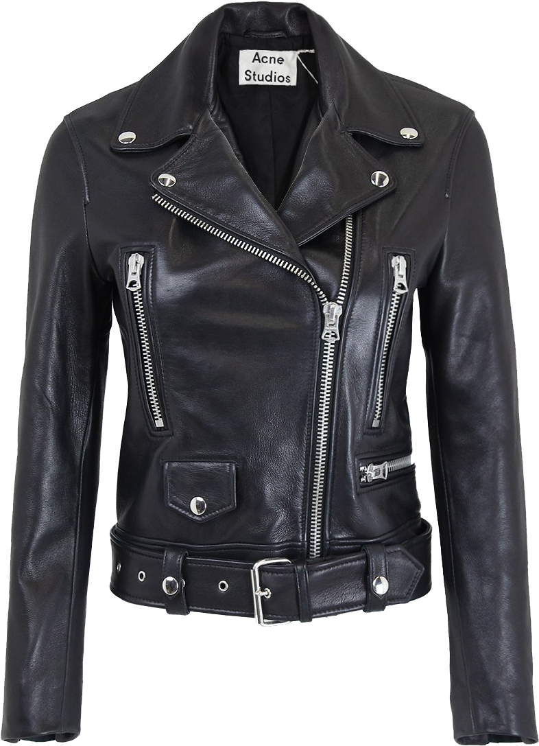 Black Leather Biker Jacket Acne Studios PNG image