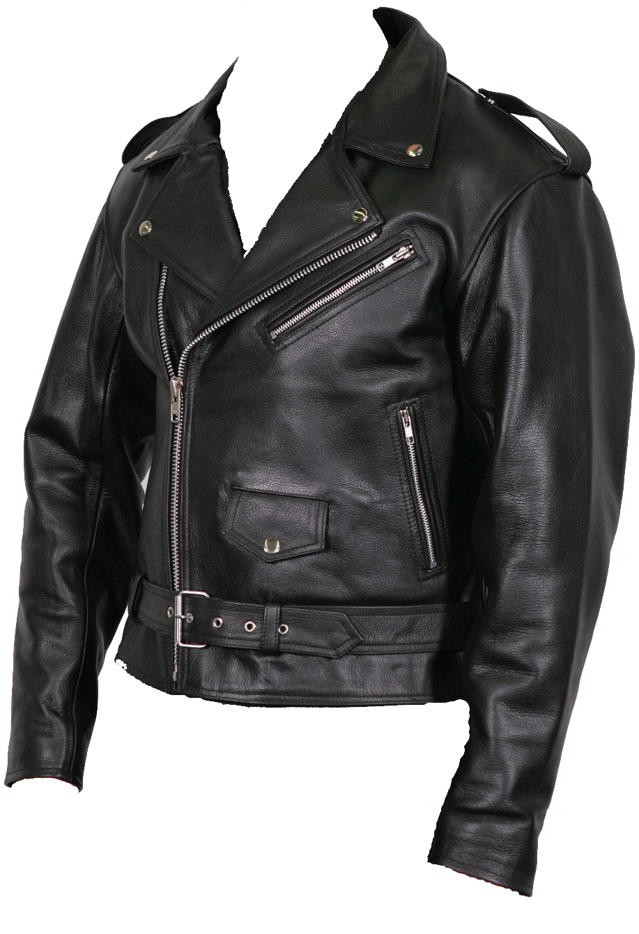 Black Leather Biker Jacket PNG image
