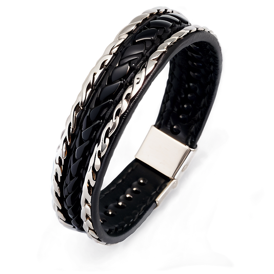 Black Leather Bracelet Png Ilb94 PNG image