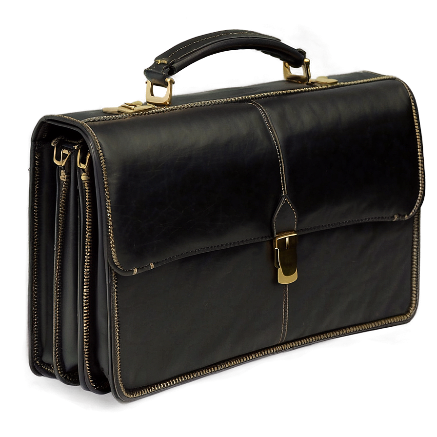 Black Leather Briefcase Png 06252024 PNG image