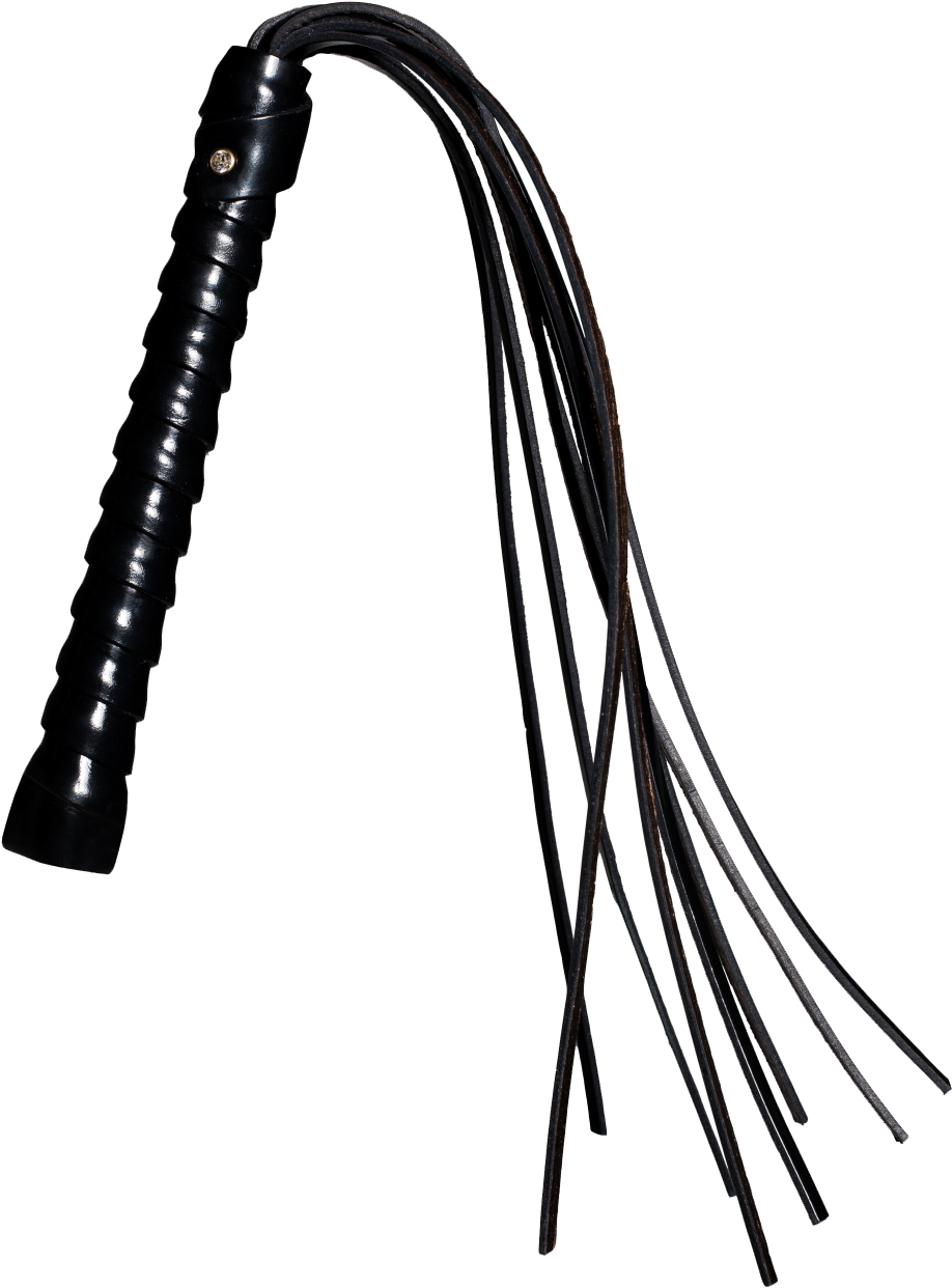 Black Leather Flogger Whip PNG image