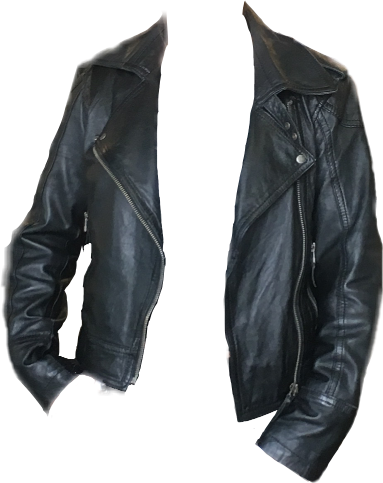 Black Leather Jacket Floating Effect PNG image