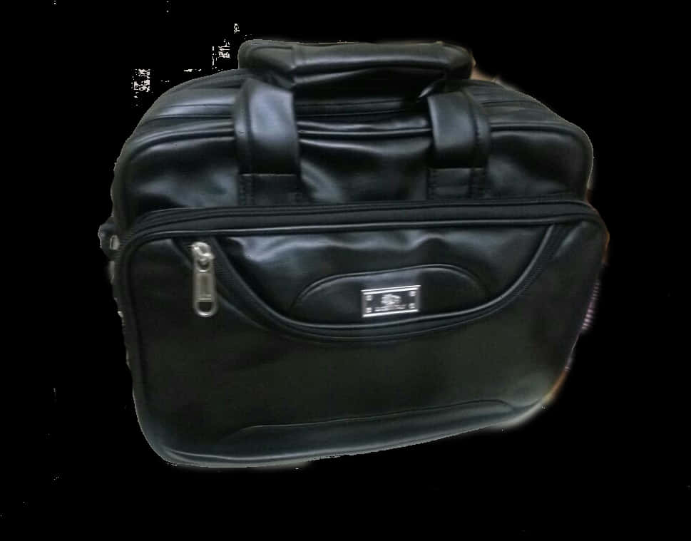Black Leather Ladies Handbag PNG image