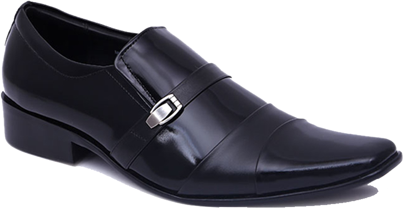 Black Leather Mens Dress Shoe PNG image