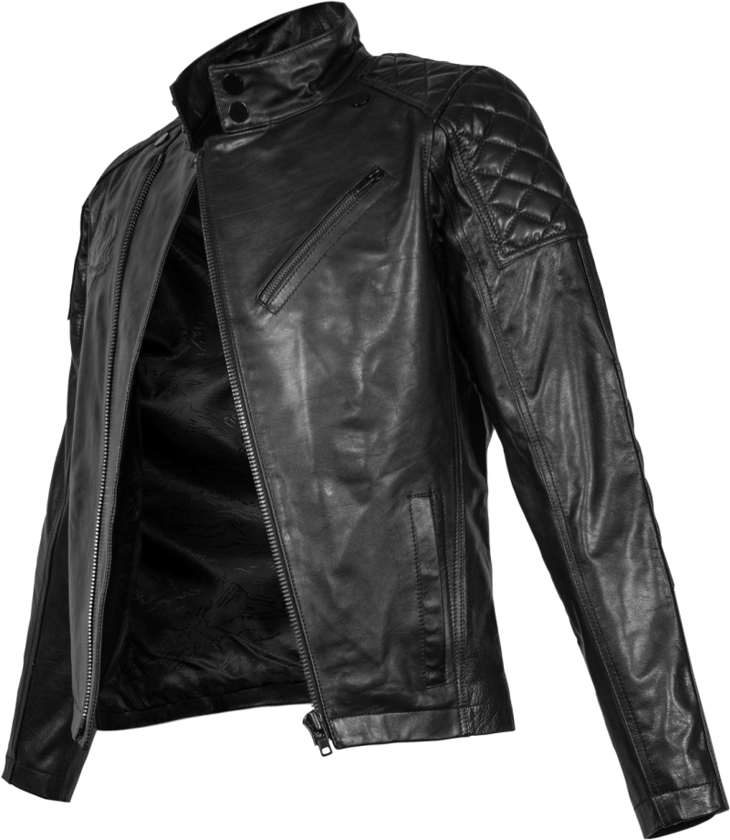 Black Leather Motorcycle Jacket PNG image