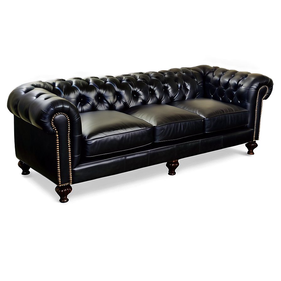 Black Leather Sofa Png 06252024 PNG image