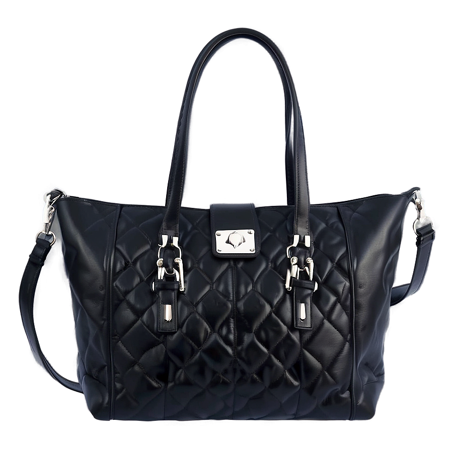 Black Leather Tote Bag Png 06252024 PNG image