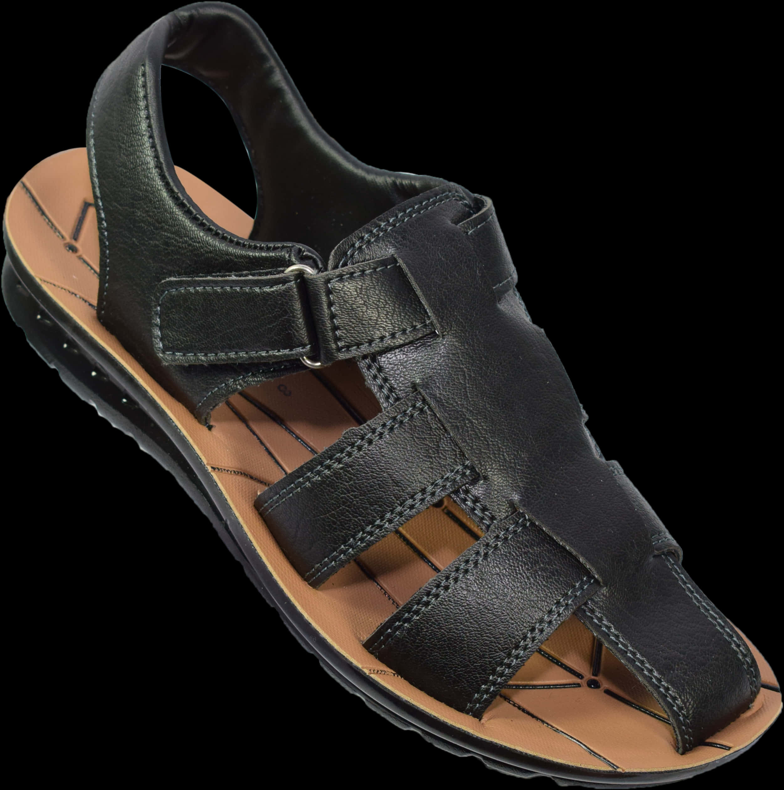 Black Leather Womens Sandal PNG image