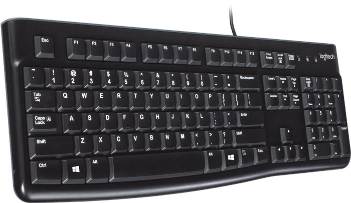 Black Logitech Keyboard Isolated PNG image