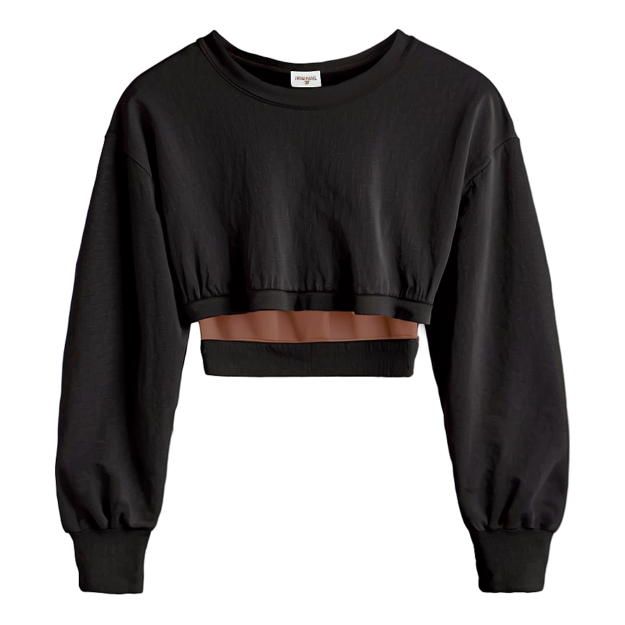 Black Long Sleeve Crop Top Png Pcu PNG image