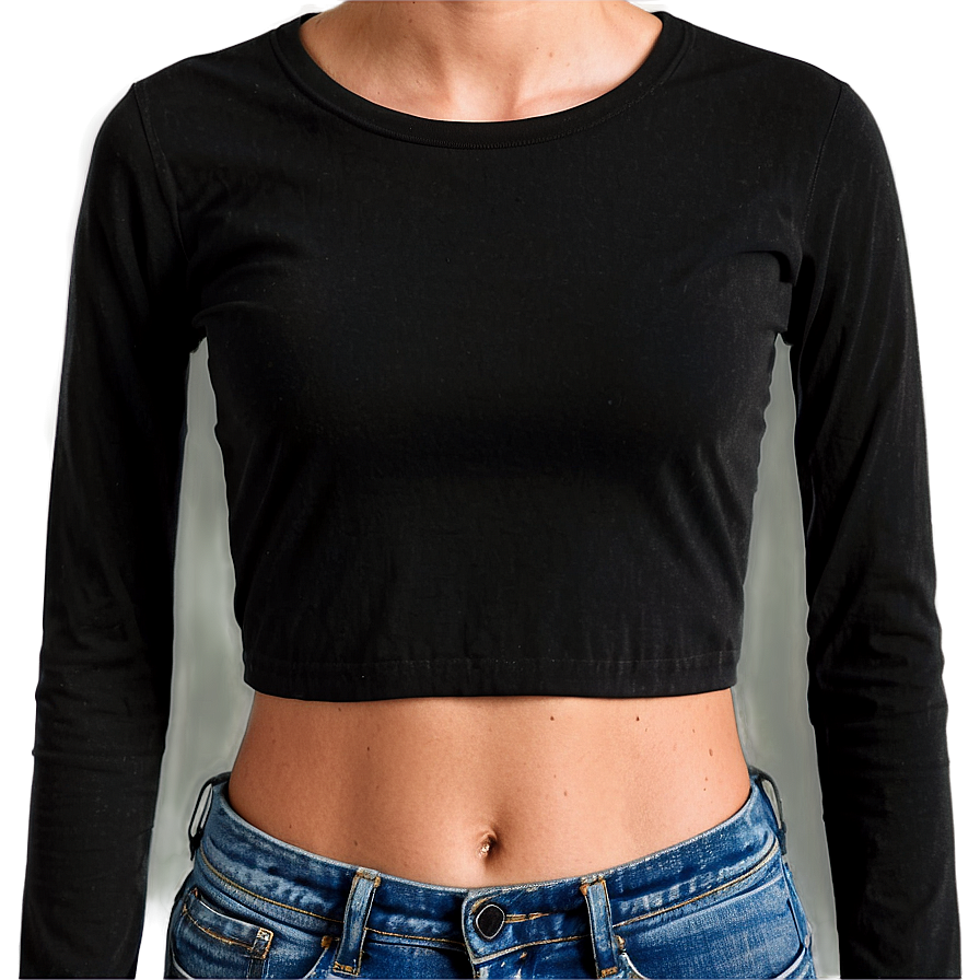 Black Long Sleeve Crop Top Png Vik PNG image