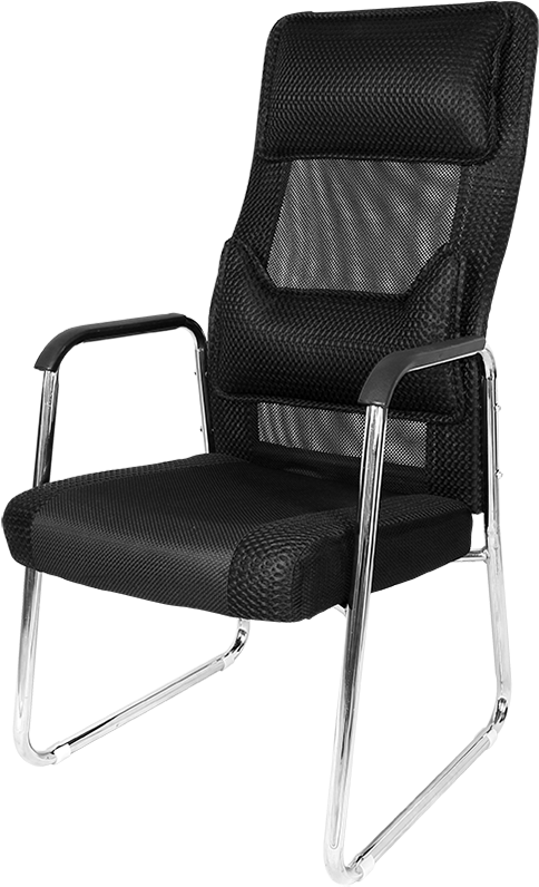 Black Mesh Office Chairwith Chrome Base PNG image