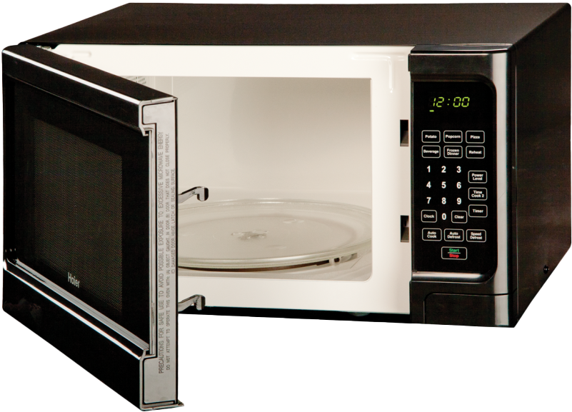 Black Microwave Oven Open Door PNG image