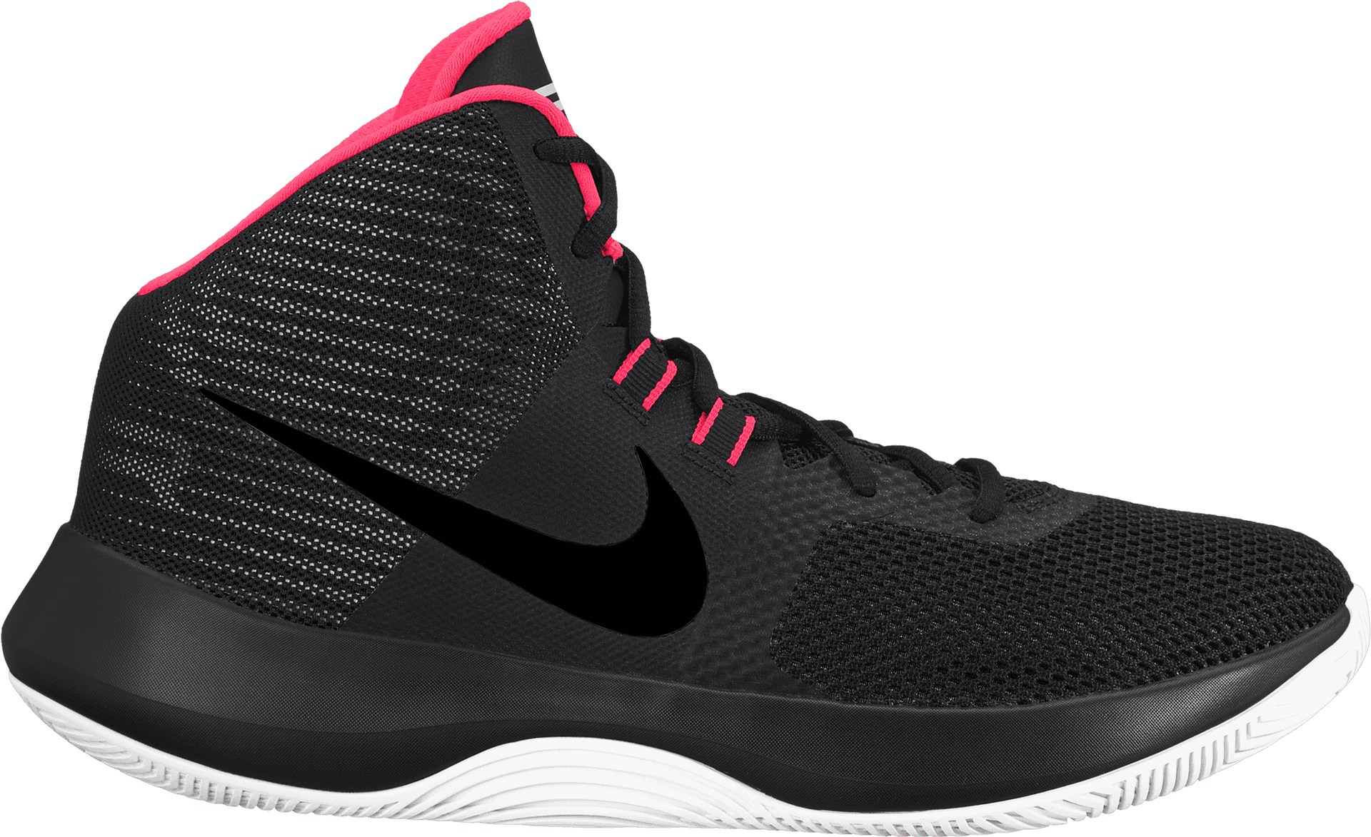 Black Nike Basketball Shoewith Pink Accents PNG image