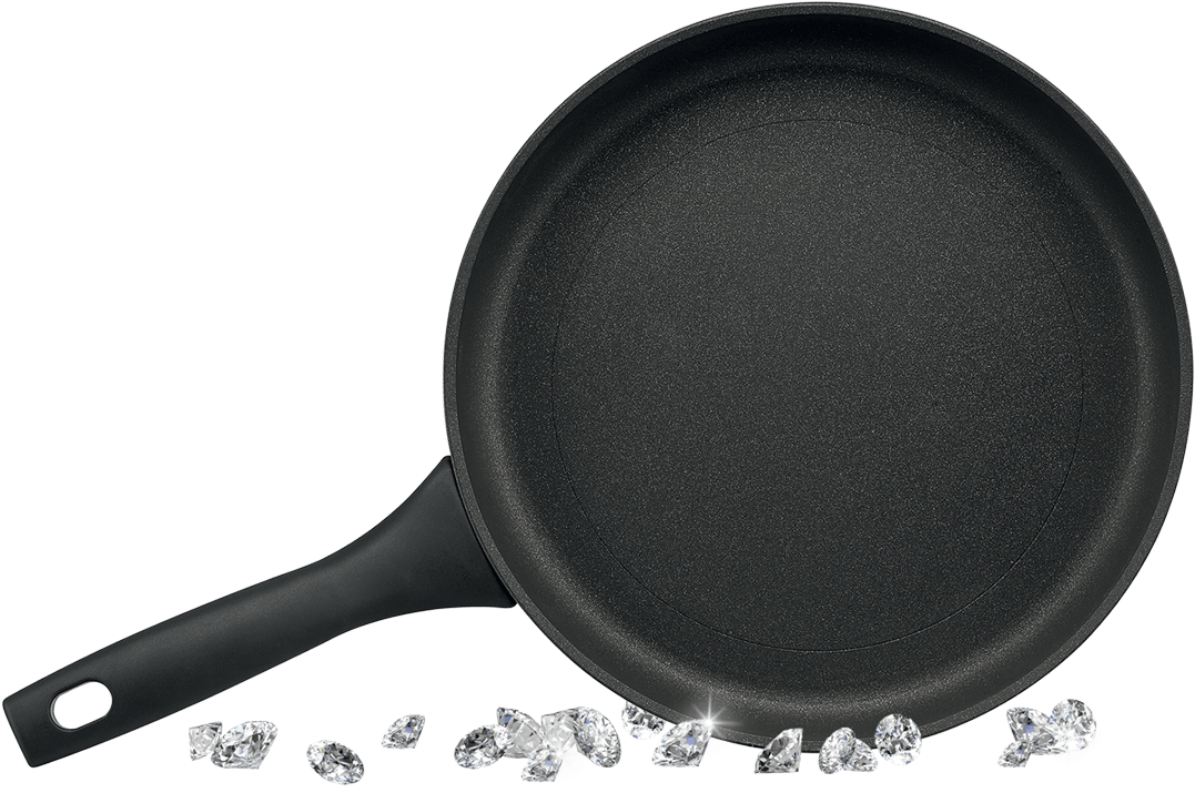 Black Nonstick Frying Panwith Ice Crystals PNG image