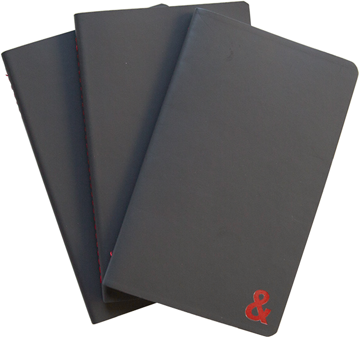 Black Notebookswith Red Accents PNG image