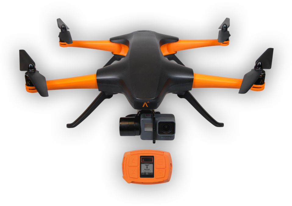 Black Orange Quadcopter Drone With Camera PNG image