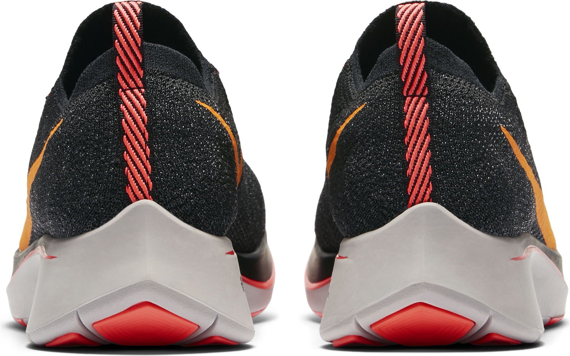 Black Orange Sport Shoes Rear View PNG image