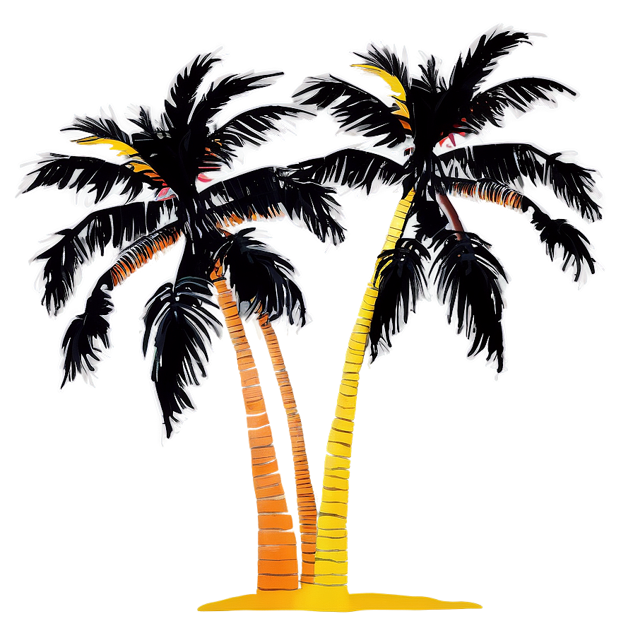 Black Palm Tree Silhouette Against Sunset Png 72 PNG image