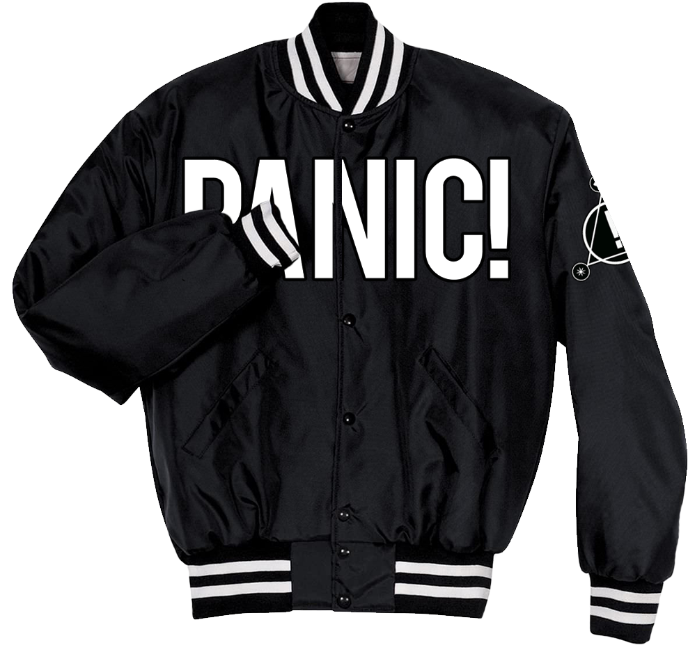 Black Panic Varsity Jacket PNG image