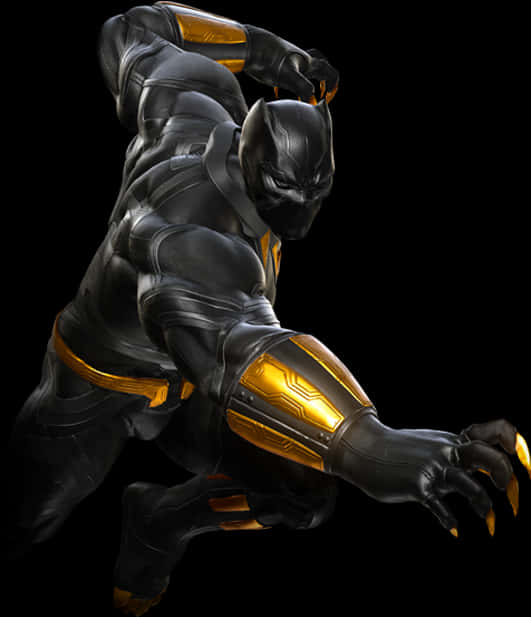 Black Pantherin Action Pose PNG image