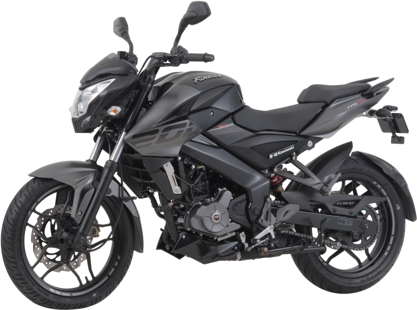 Black Pulsar Motorcycle Profile View PNG image