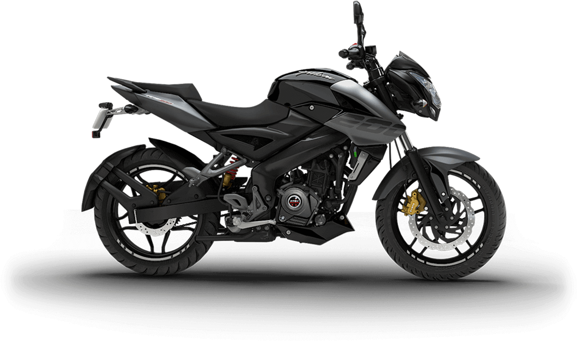 Black Pulsar Motorcycle Profile View PNG image