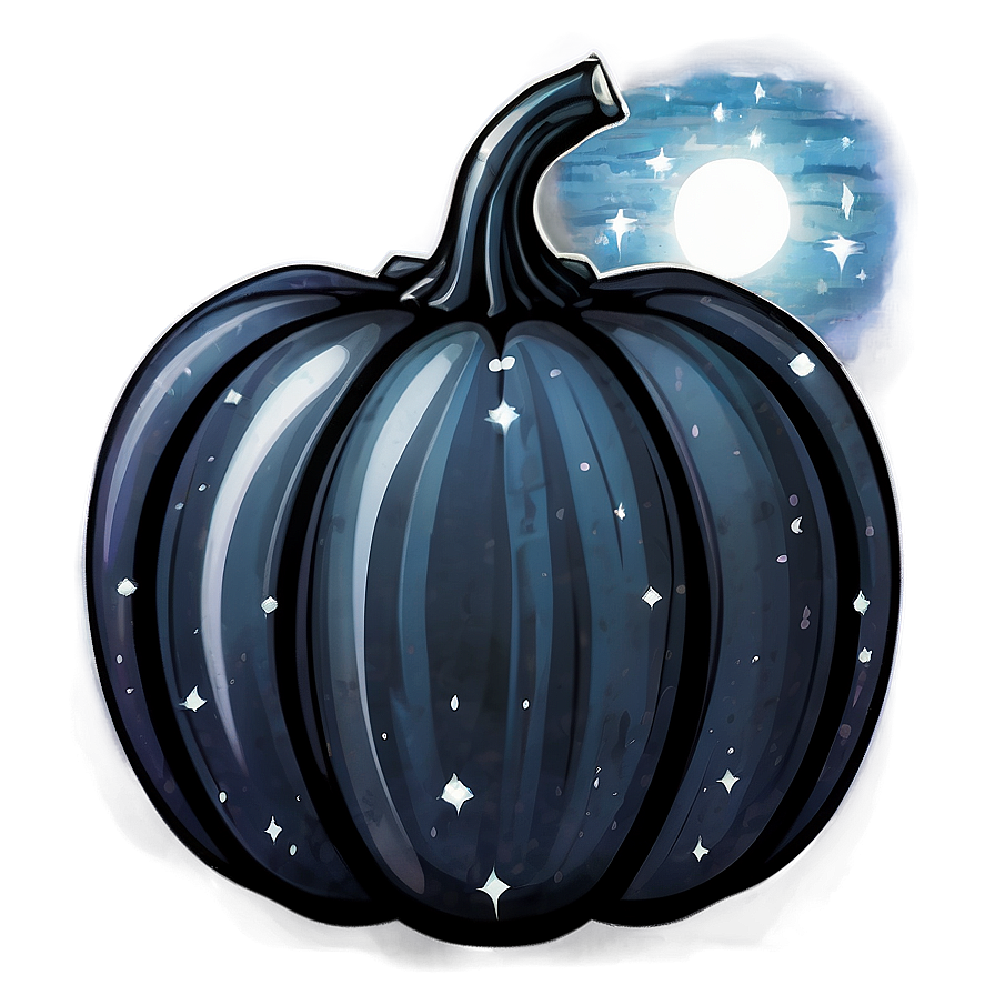 Black Pumpkin Under Stars Png Kam PNG image