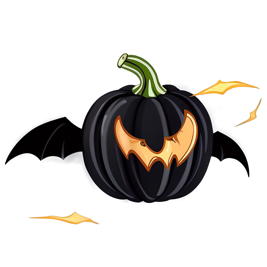 Black Pumpkin With Bats Png 18 PNG image