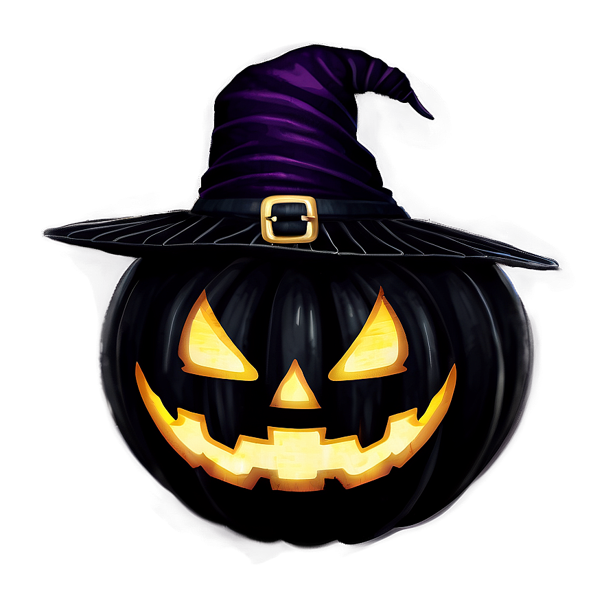 Black Pumpkin With Witch Png Jwc PNG image