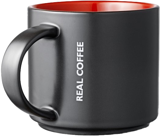 Black Red Coffee Mugwith Text PNG image