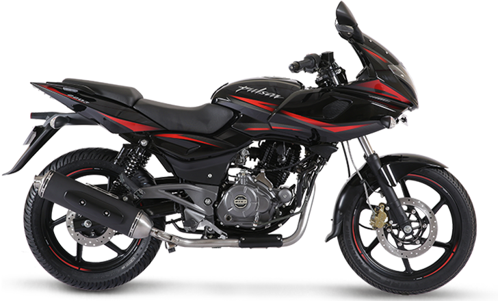 Black Red Pulsar Motorcycle PNG image