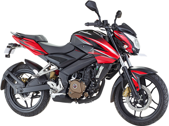 Black Red Pulsar Motorcycle PNG image