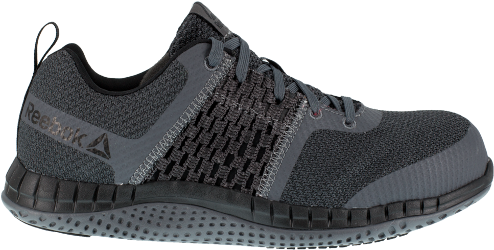 Black Reebok Running Shoe Side View PNG image