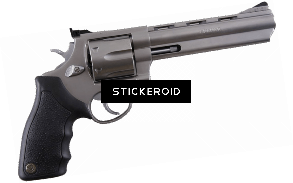 Black Revolver Isolatedon Teal Background PNG image