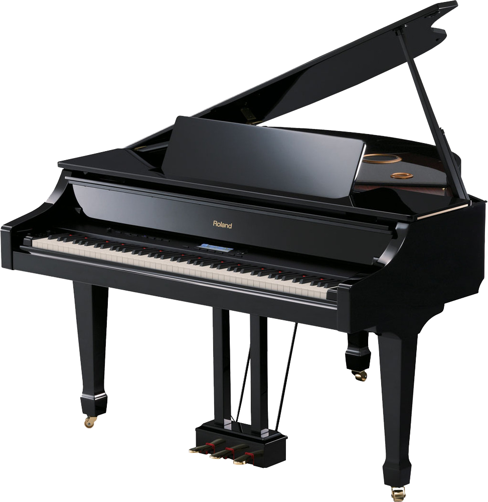 Black Roland Grand Piano PNG image