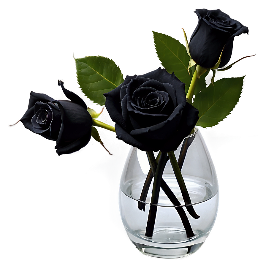 Black Roses In Vase Png 35 PNG image