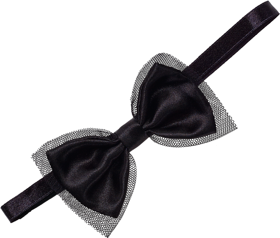 Black Satin Bow Tie PNG image