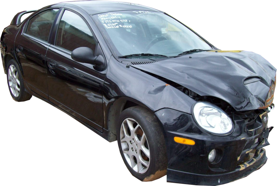 Black Sedan Car Crash Damage PNG image