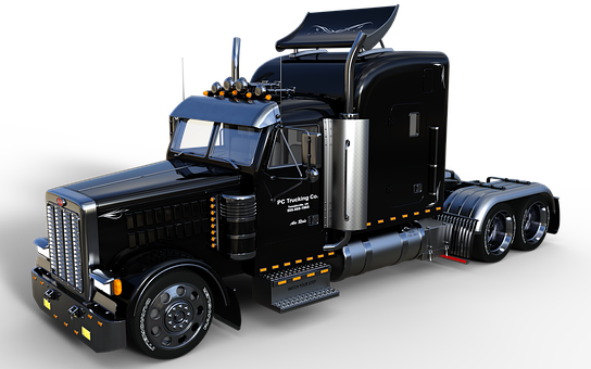 Black Semi Truckon Black Background PNG image