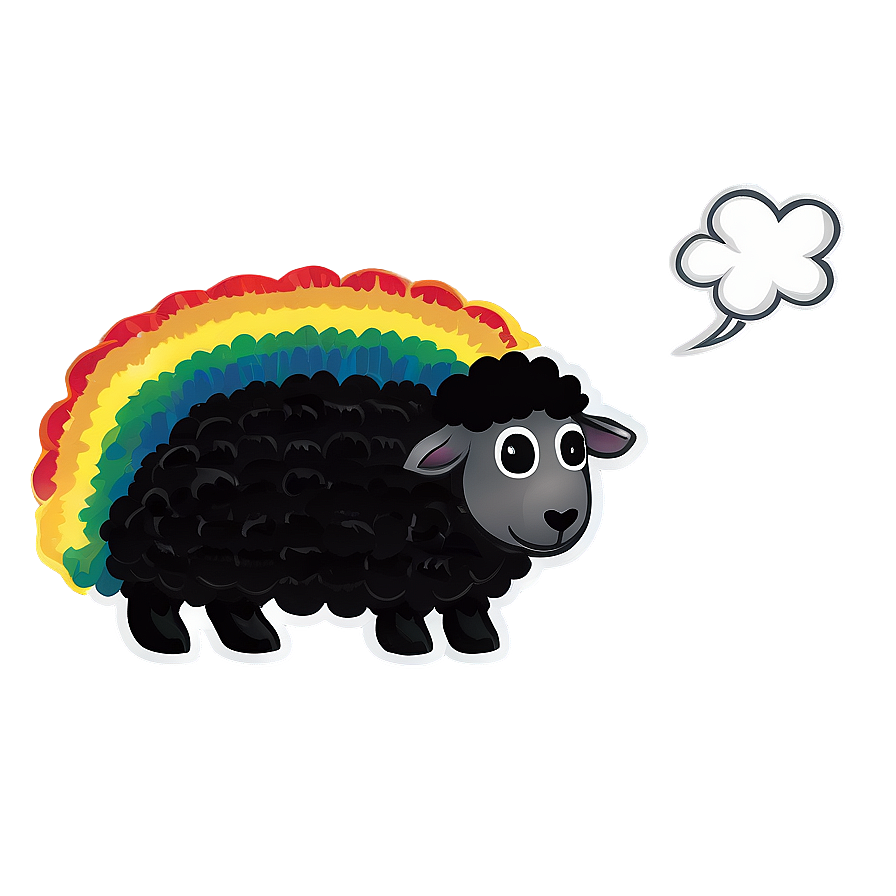 Black Sheep With Rainbow Wool Png 06292024 PNG image